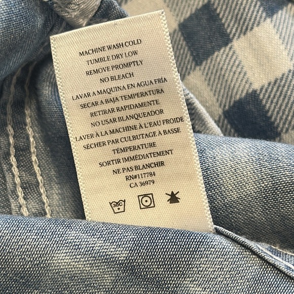 Rails Womens Carter Button Down Shirt Blue Mini Check Sz Medium Coastal Cowgirl - Picture 9 of 10